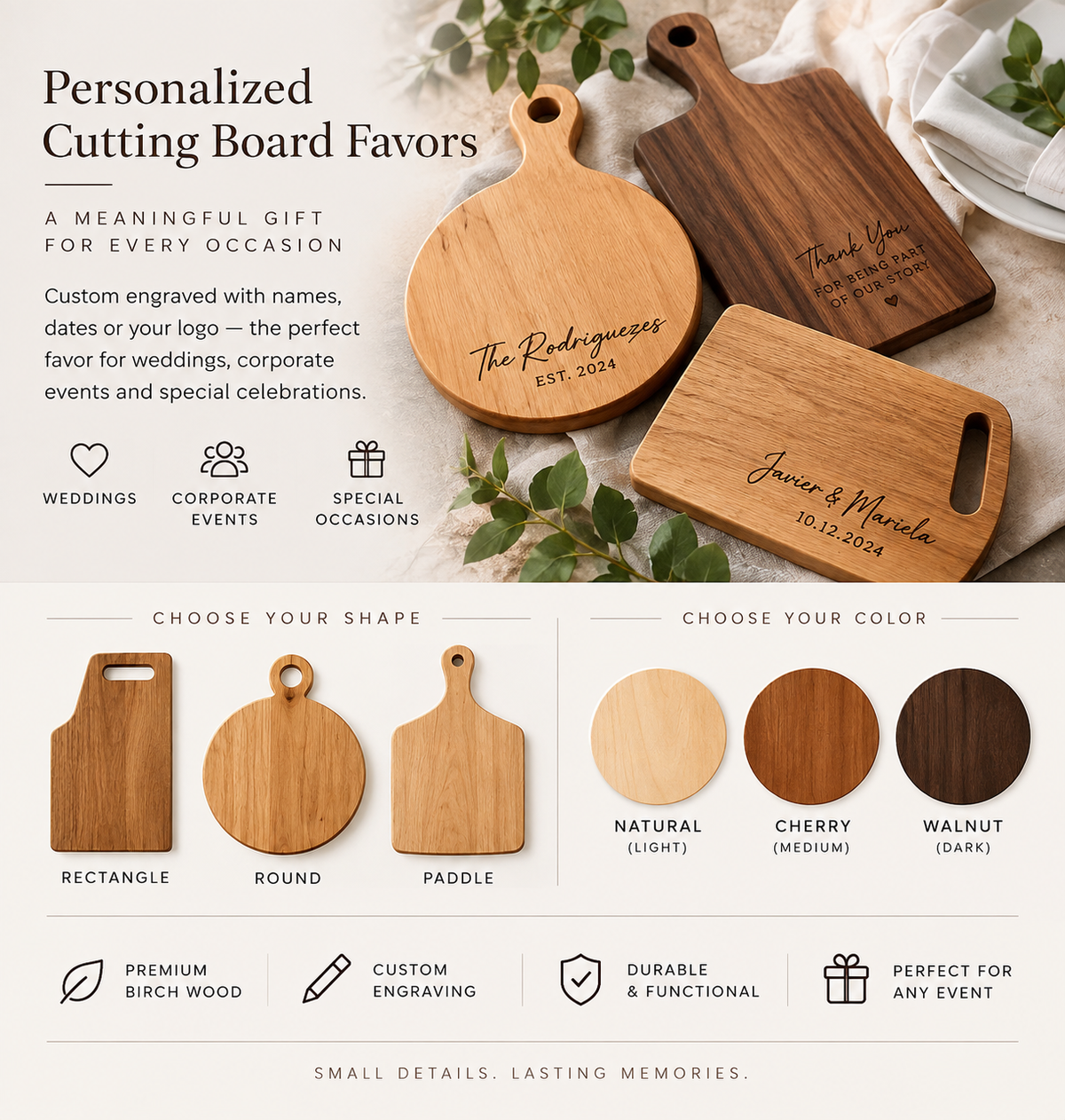 Personalized Wooden Cutting Board Favors