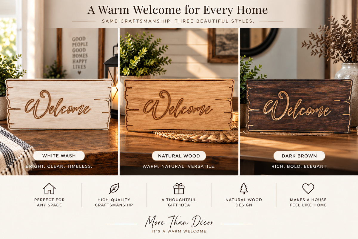 Rustic Wooden “Welcome” Sign – Farmhouse Home Décor