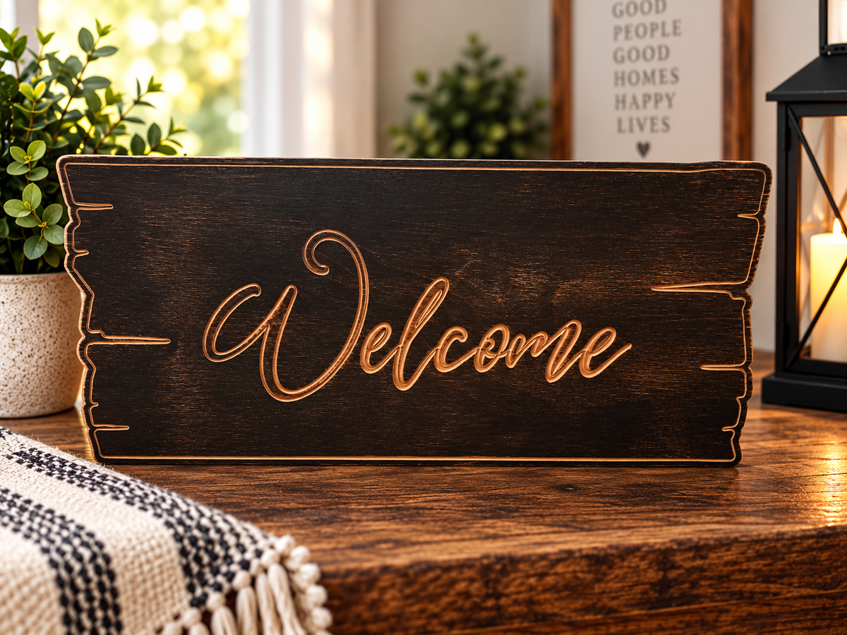 Rustic Wooden “Welcome” Sign – Farmhouse Home Décor